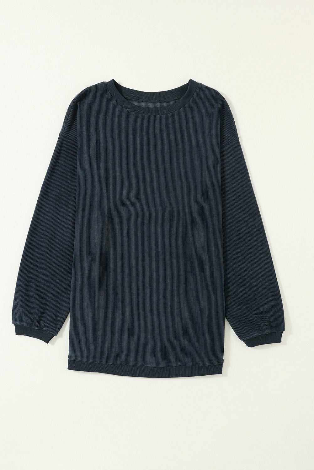 Light Pink Plain Drop Sleeve Crinkle Rib Oversized Sweatshirt