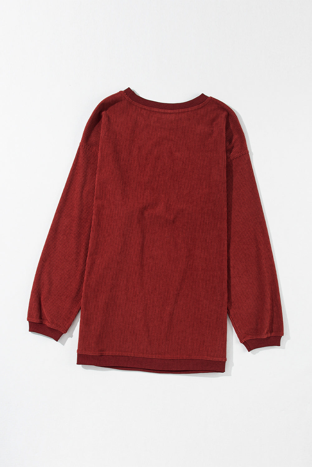 Light Pink Plain Drop Sleeve Crinkle Rib Oversized Sweatshirt