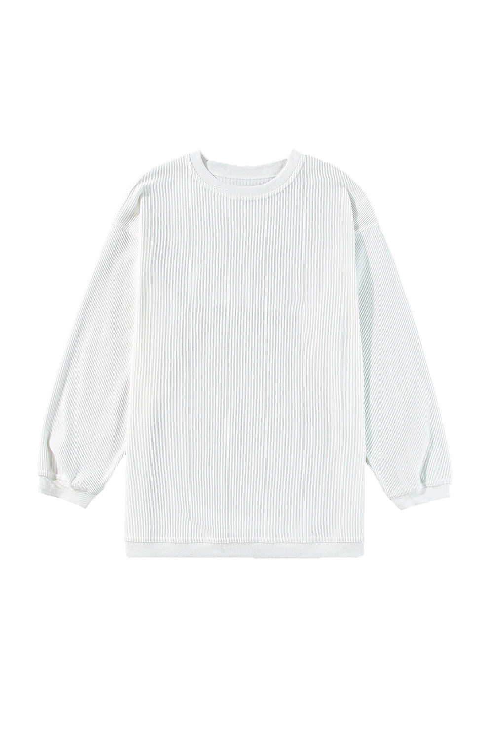 Light Pink Plain Drop Sleeve Crinkle Rib Oversized Sweatshirt