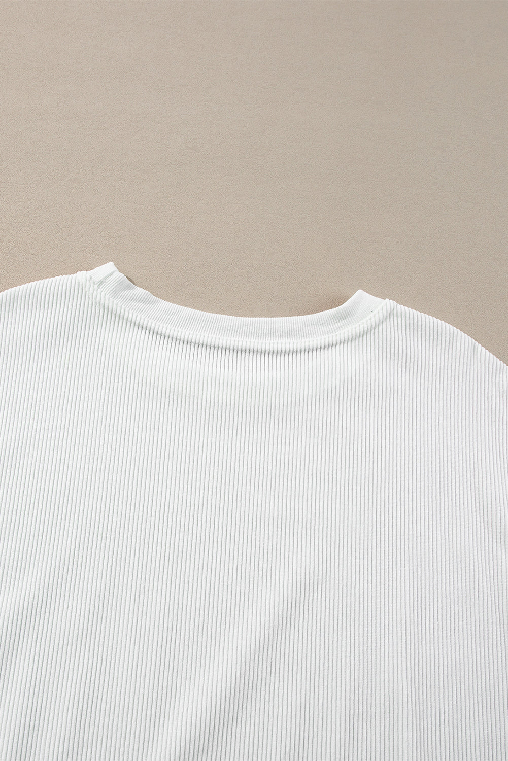Light Pink Plain Drop Sleeve Crinkle Rib Oversized Sweatshirt