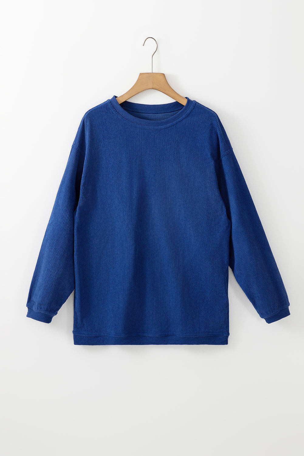 Light Pink Plain Drop Sleeve Crinkle Rib Oversized Sweatshirt
