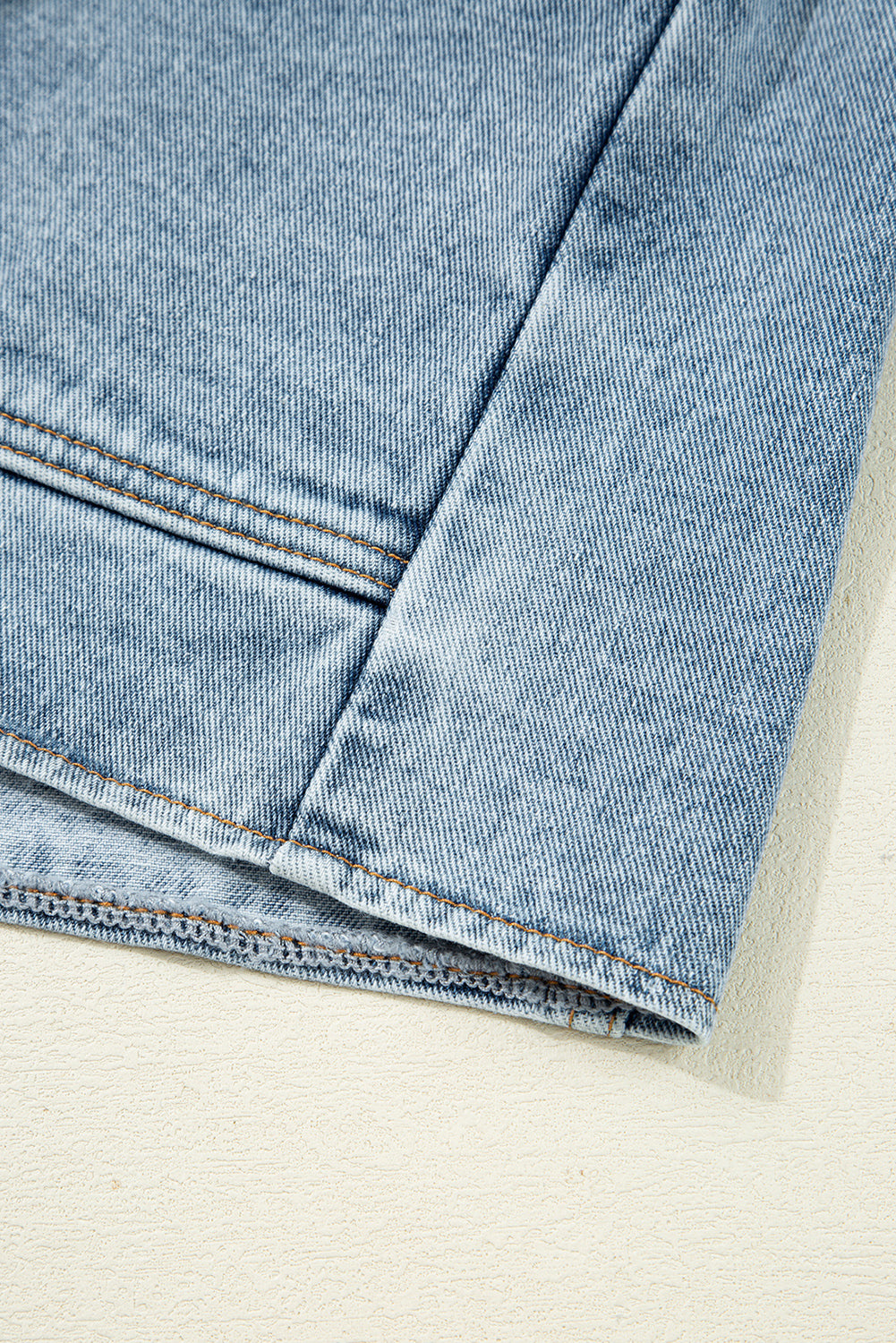 Sail Blue Scallop Trim Collar Pocket Button Up Denim Jacket