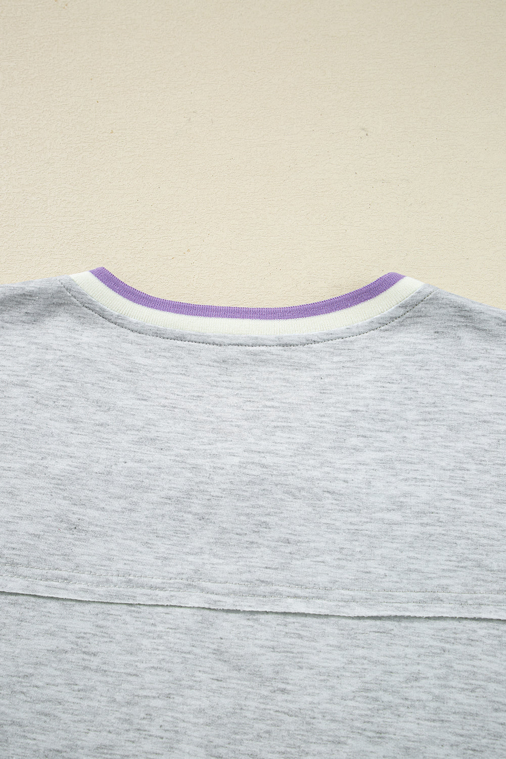 Light Grey Contrast Trim Striped Loose Sweatshirt and Skort Set