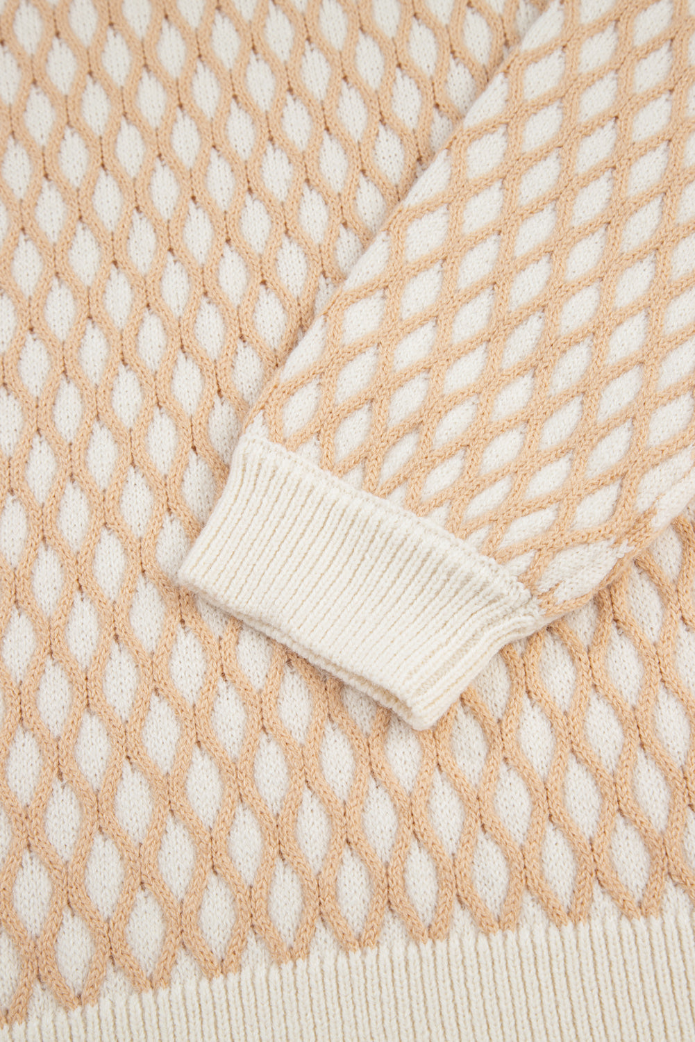 Smoke Gray Checkered Textured Knit Mock Neck Sweater