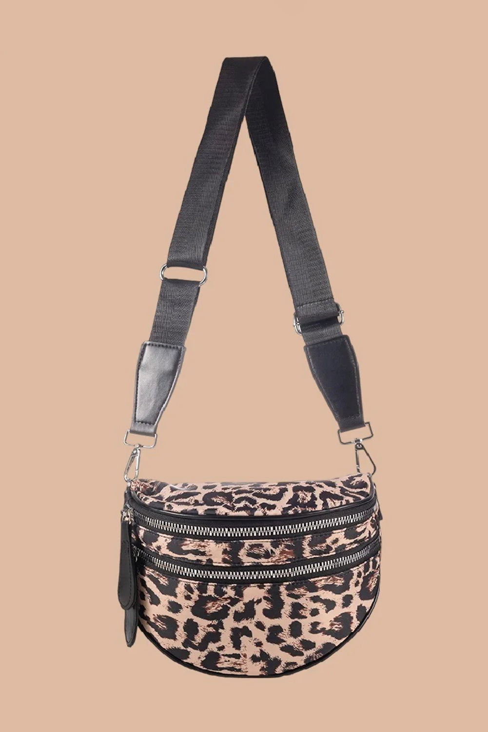 White Camouflage Print Double Zipper Crossbody Bag