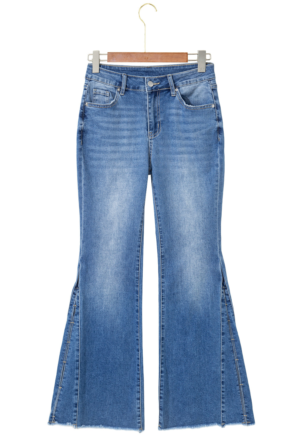 Ashleigh Blue High Waist Slim Fit Raw Hem Flared Jeans