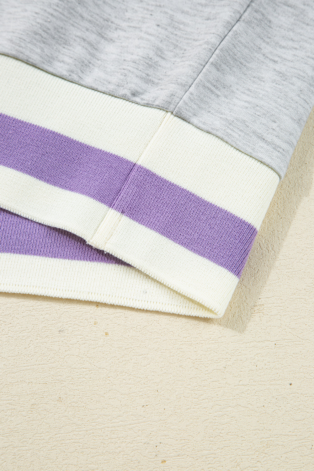 Light Grey Contrast Trim Striped Loose Sweatshirt and Skort Set