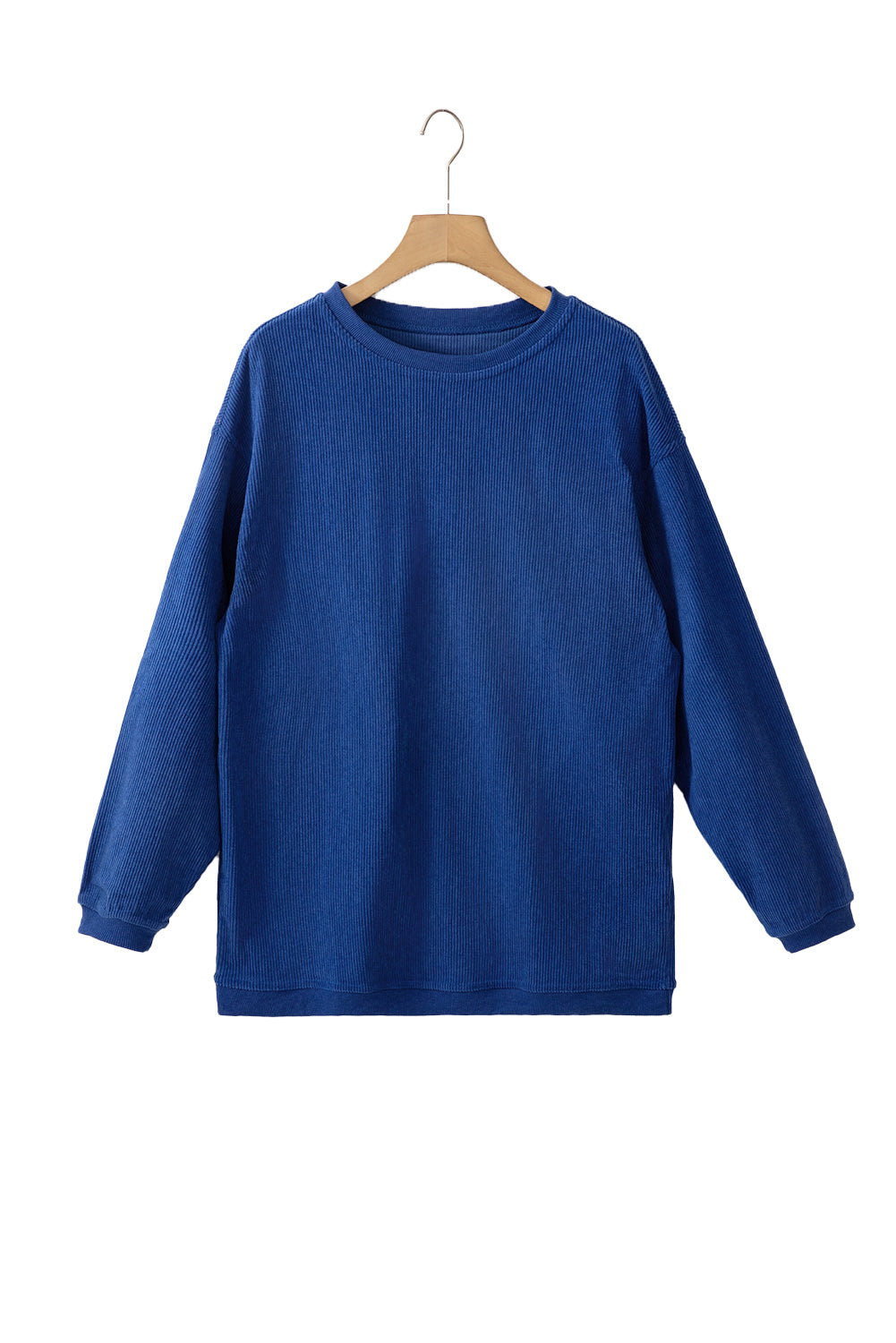 Light Pink Plain Drop Sleeve Crinkle Rib Oversized Sweatshirt