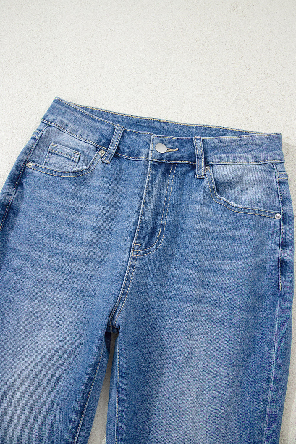 Ashleigh Blue High Waist Slim Fit Raw Hem Flared Jeans