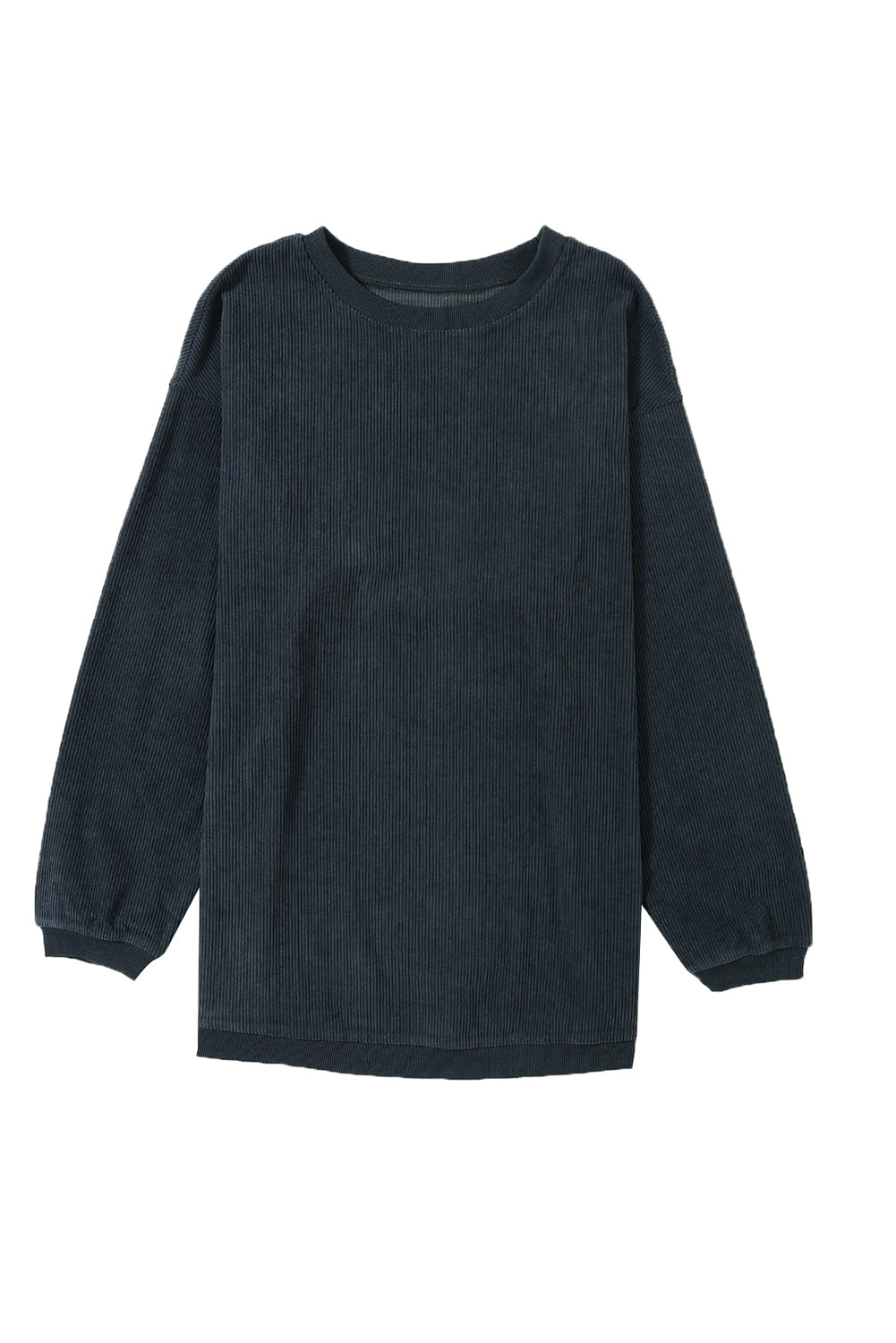 Light Pink Plain Drop Sleeve Crinkle Rib Oversized Sweatshirt