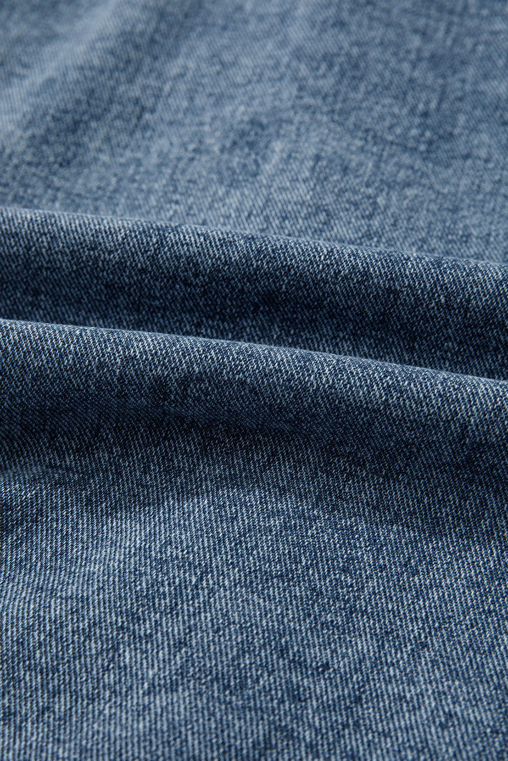 Sail Blue Scallop Trim Collar Pocket Button Up Denim Jacket