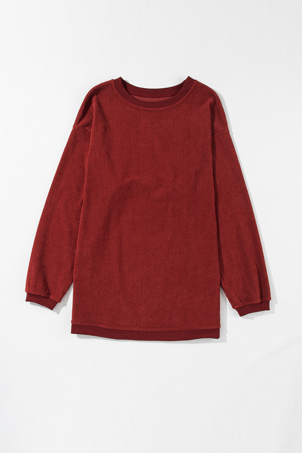 Light Pink Plain Drop Sleeve Crinkle Rib Oversized Sweatshirt