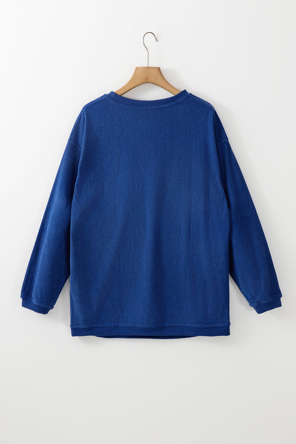 Light Pink Plain Drop Sleeve Crinkle Rib Oversized Sweatshirt