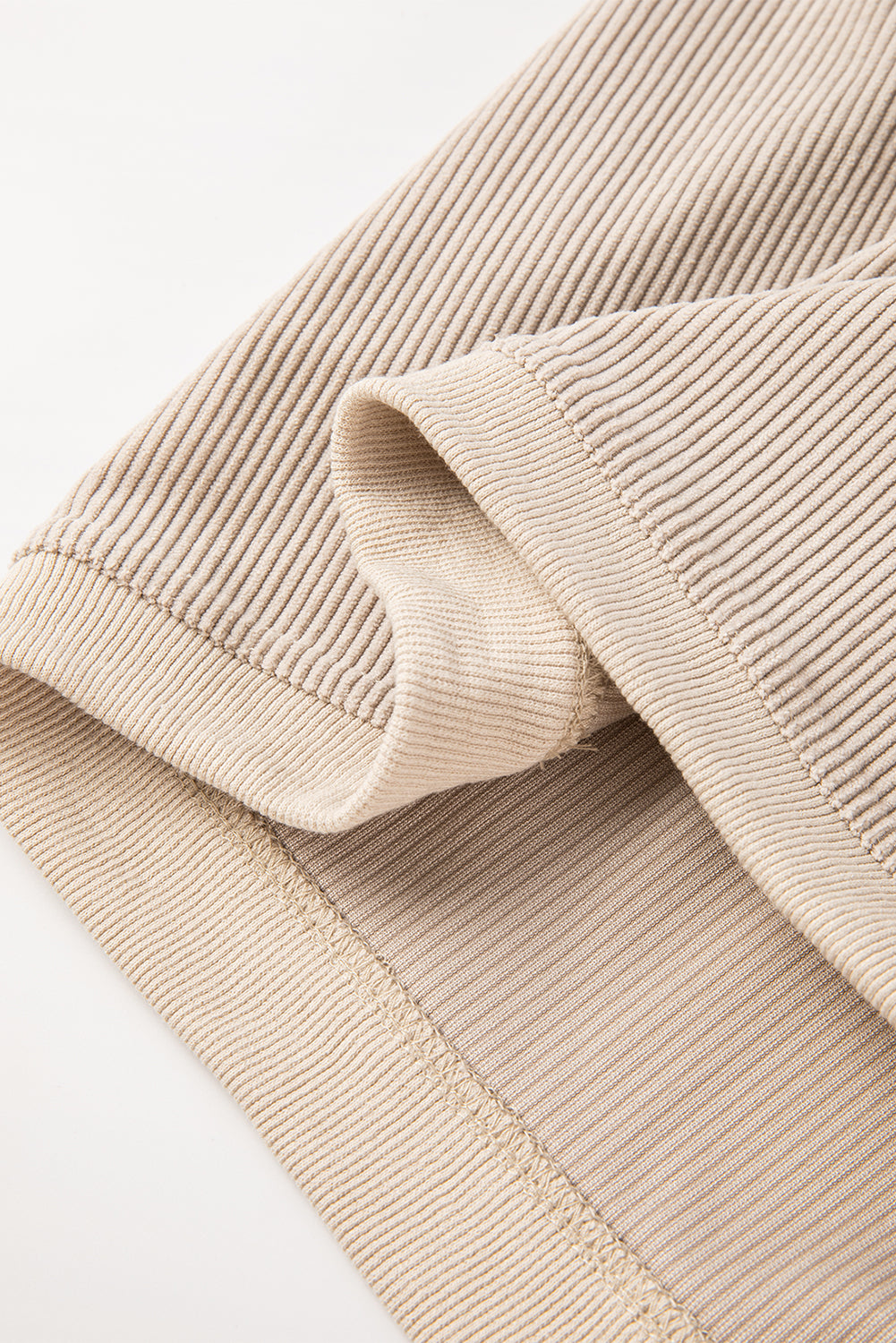 Light Pink Plain Drop Sleeve Crinkle Rib Oversized Sweatshirt
