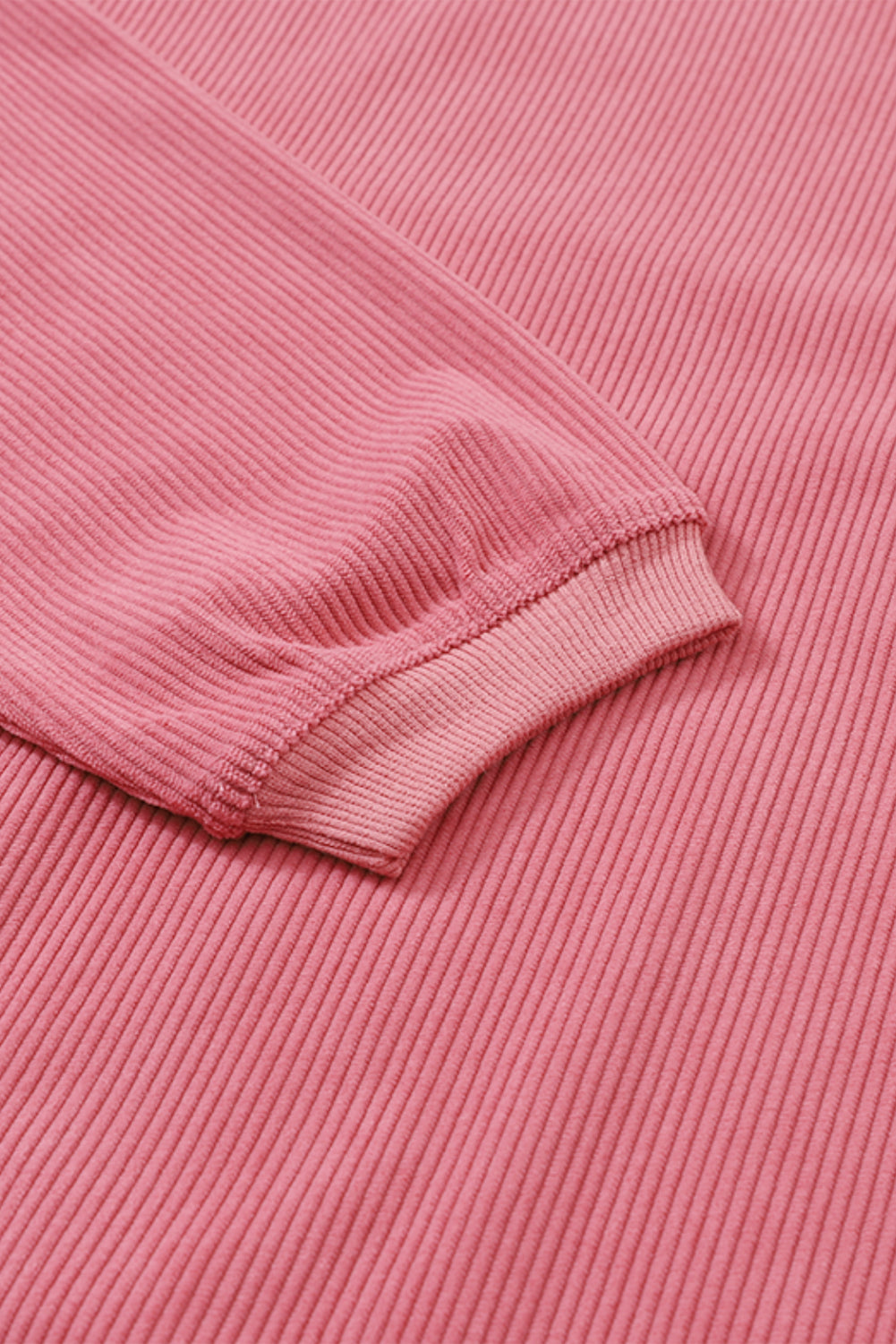 Light Pink Plain Drop Sleeve Crinkle Rib Oversized Sweatshirt