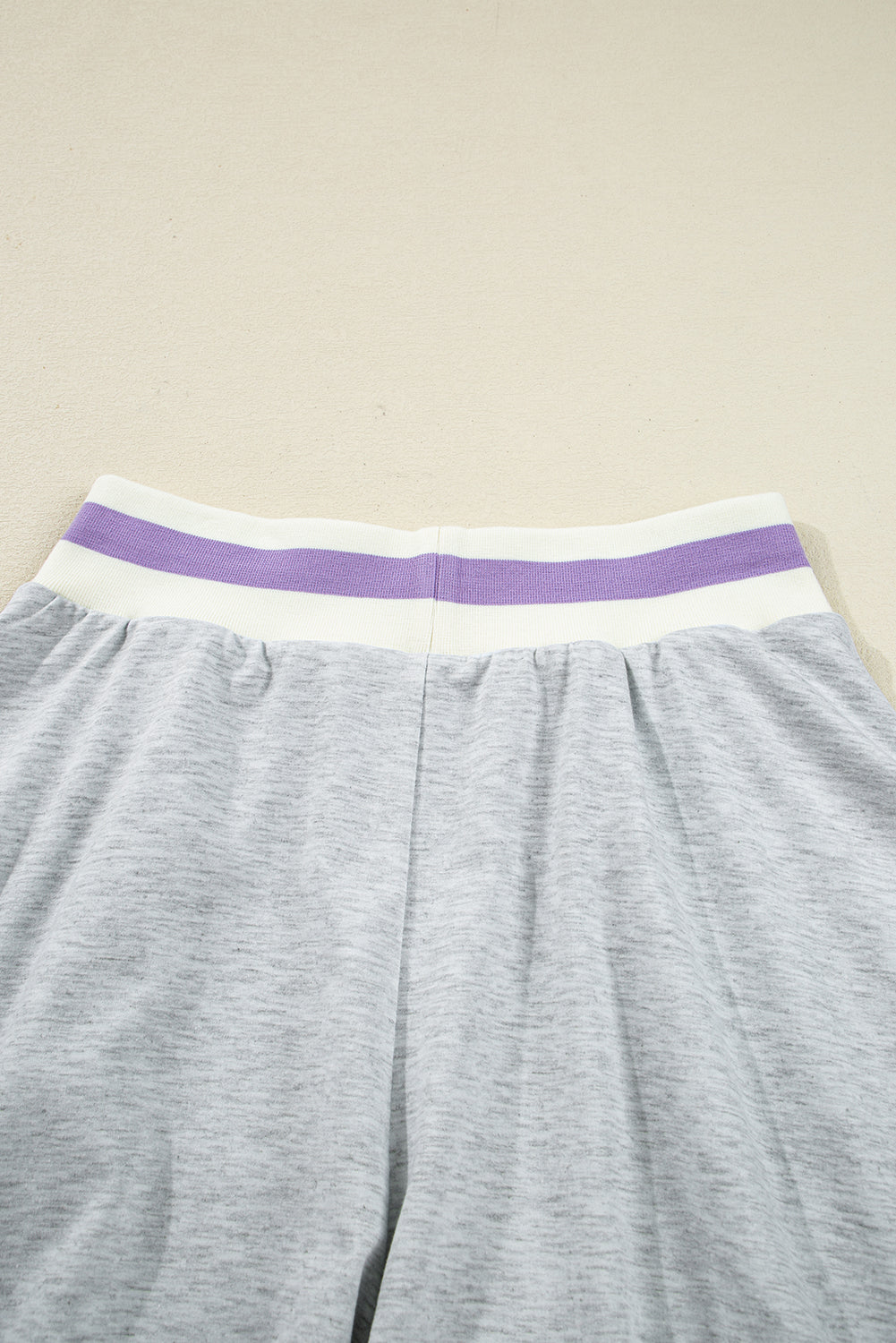 Light Grey Contrast Trim Striped Loose Sweatshirt and Skort Set