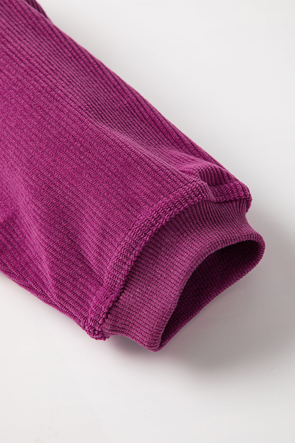 Light Pink Plain Drop Sleeve Crinkle Rib Oversized Sweatshirt