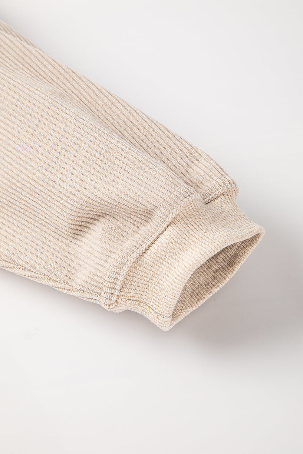 Light Pink Plain Drop Sleeve Crinkle Rib Oversized Sweatshirt