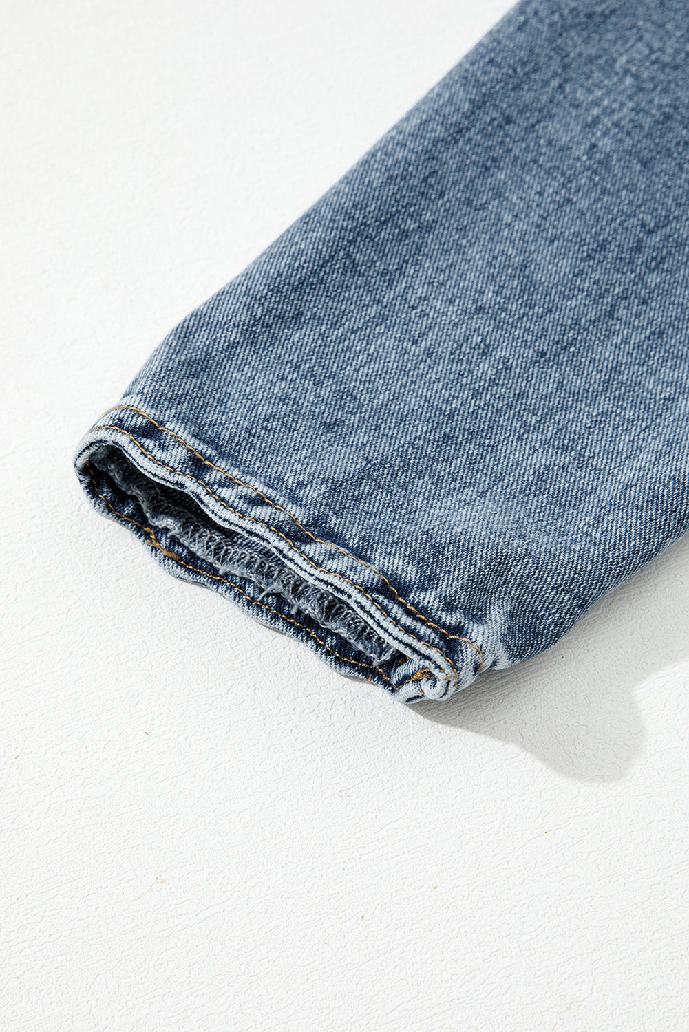 Sail Blue Scallop Trim Collar Pocket Button Up Denim Jacket