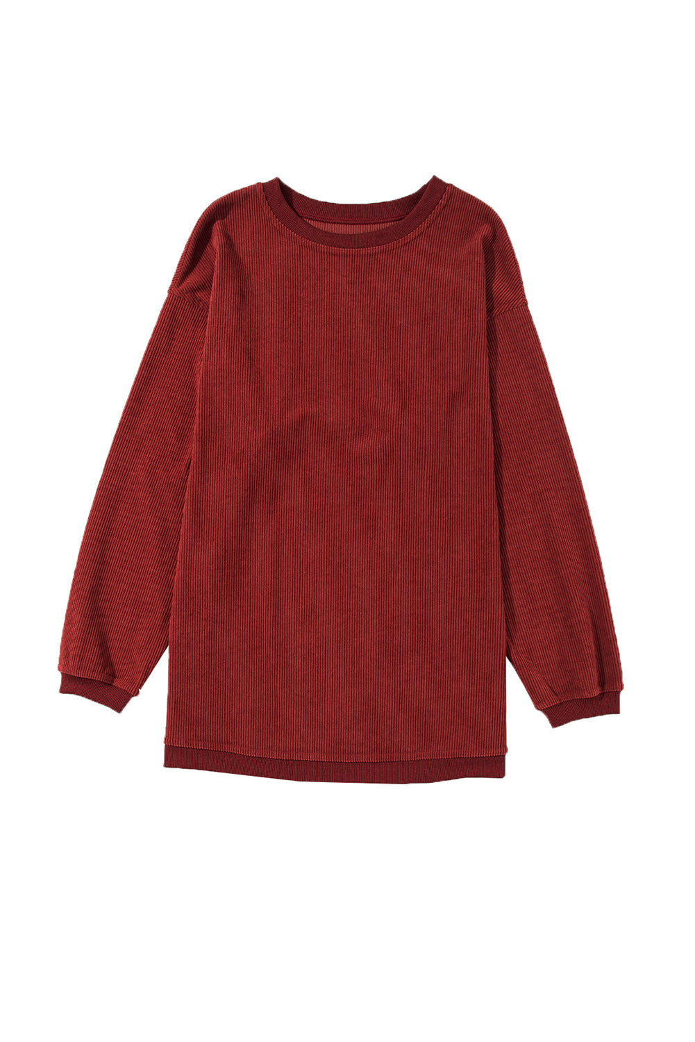 Light Pink Plain Drop Sleeve Crinkle Rib Oversized Sweatshirt