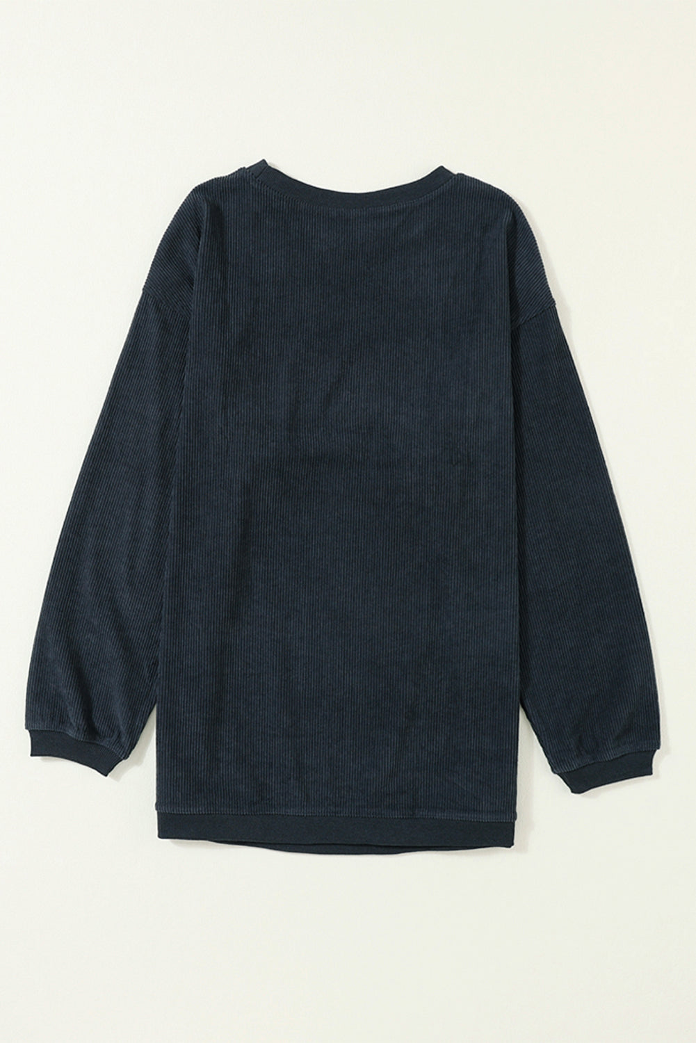 Light Pink Plain Drop Sleeve Crinkle Rib Oversized Sweatshirt