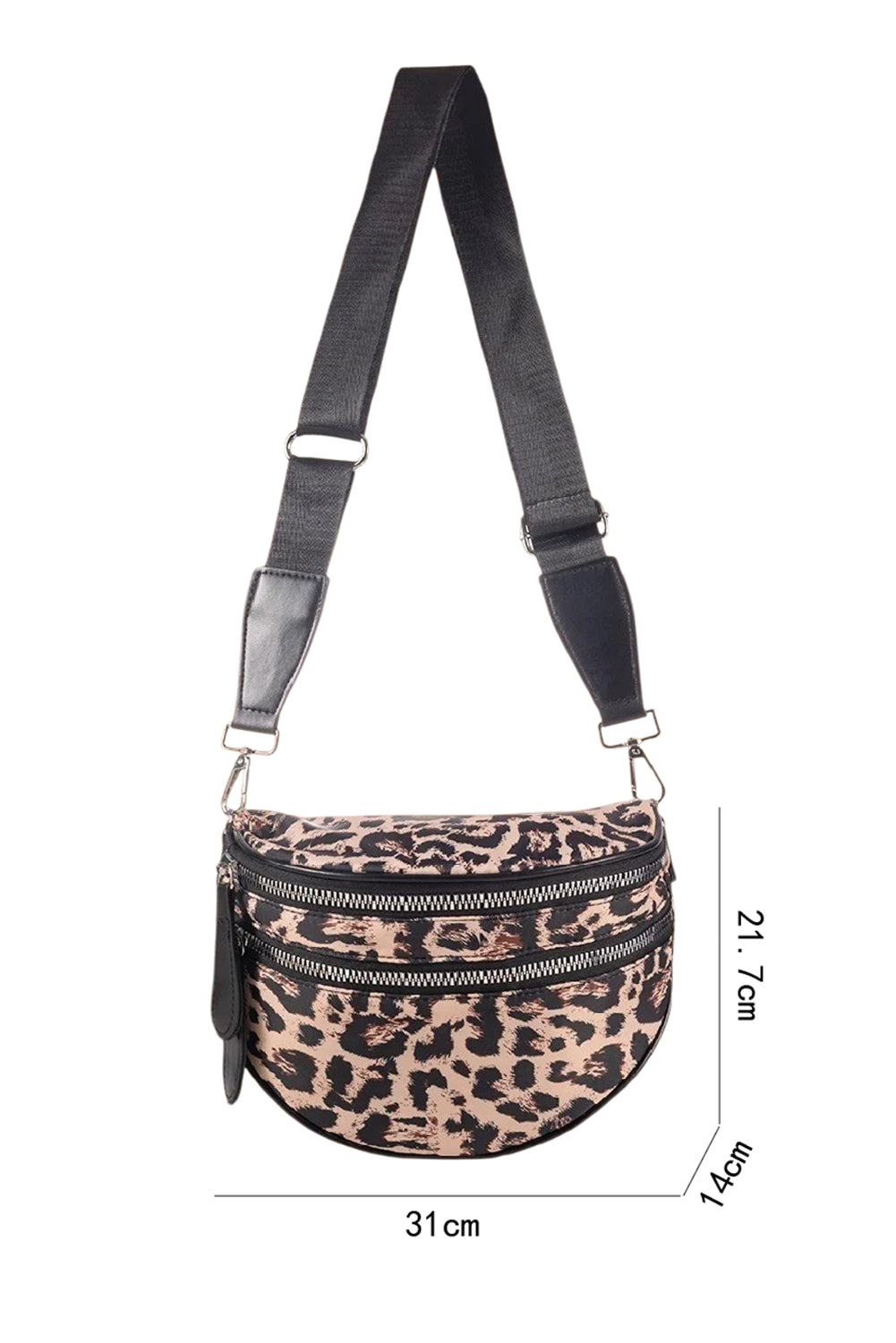 White Camouflage Print Double Zipper Crossbody Bag